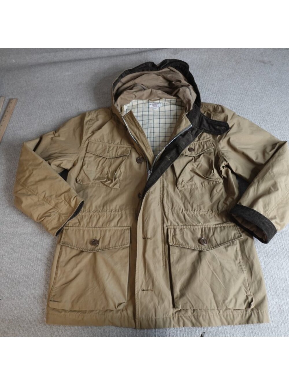 Wallace & Barnes Jacket Mens Large Beige Lightweight Utility Parka AA146